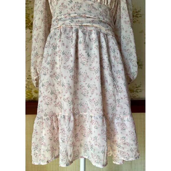 Tie Back Casual Dress Lantern Sleeve Dress Tie Back Sundress - Picture 3 of 7